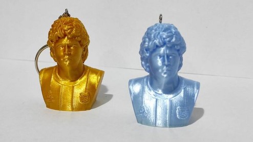 Portachiavi Maradona 3D mezzobusto gold o light blue Foto2 Piccola